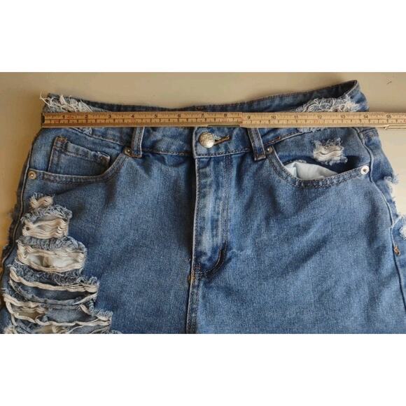 Mele Pere Booty Jean Shorts Woman M - Cut Offs Grunge Destroyed Distressed Denim - Picture 5 of 12